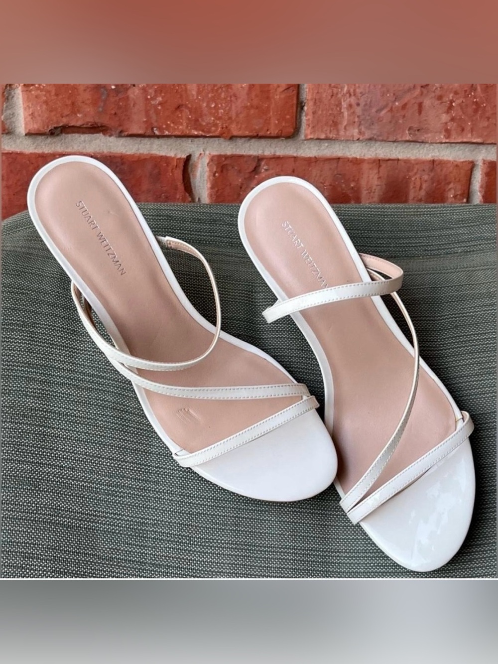 Stuart Weitzman Ivory Strappy Slide Sandals Size 9.5